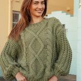 Wildwood Knit Evergreen - oversized sweater with chunky knit in cable pattern