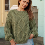 Wildwood Knit Evergreen - Acrylic sweater featuring cable knit and green colourway