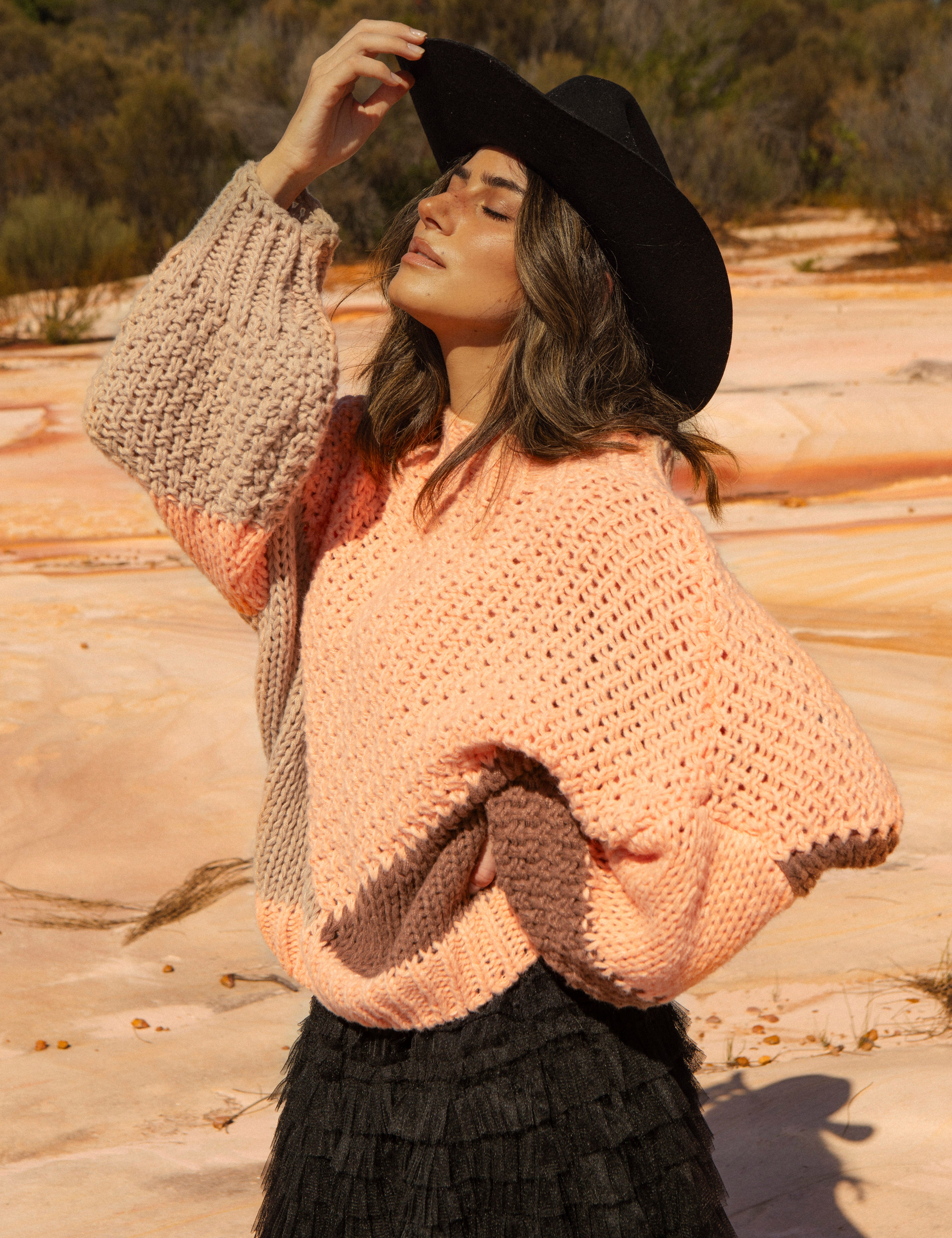 Wrangler Knit - Dune. Statement oversized knit by Bella Boheme.
