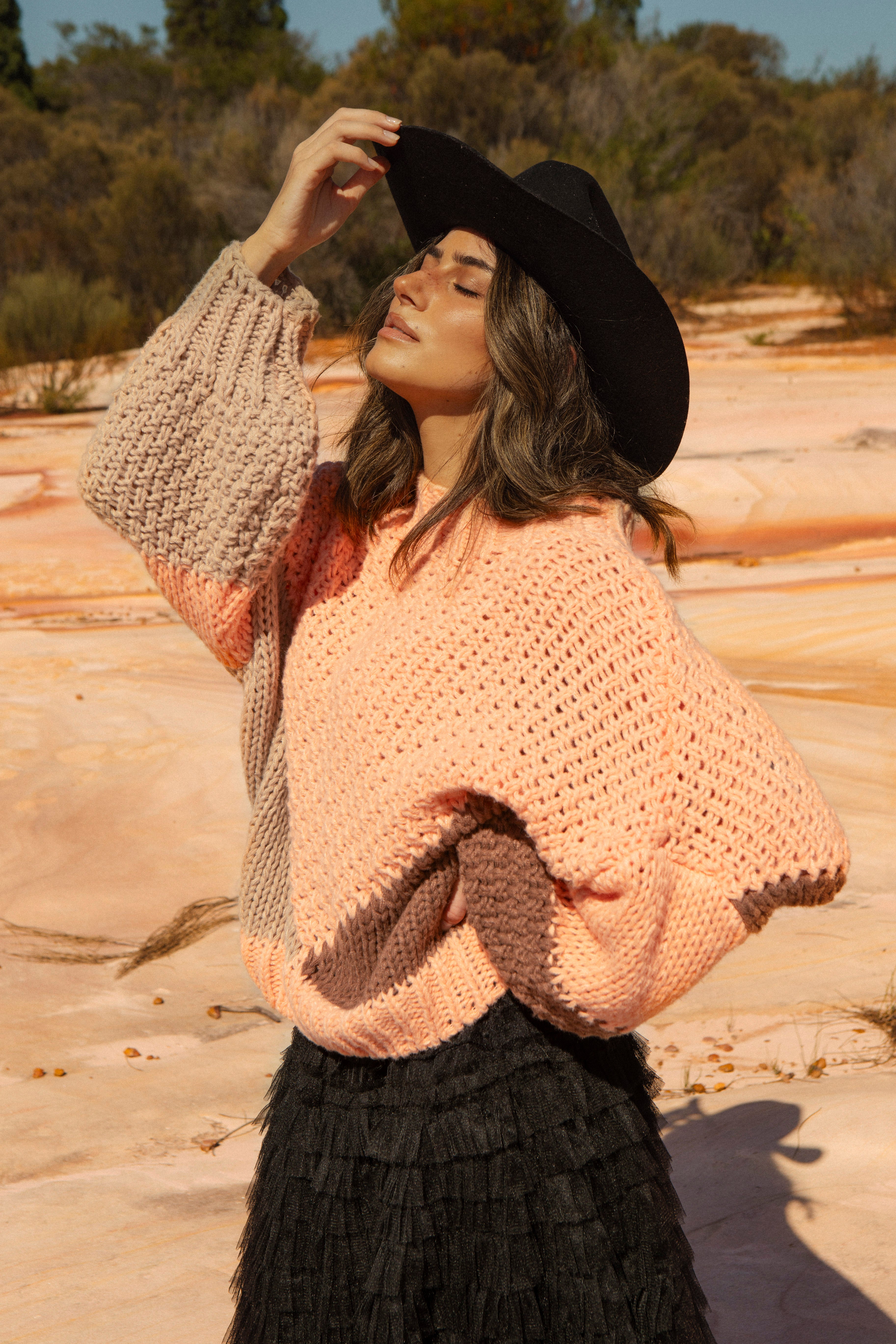 Wrangler Knit - Dune. Statement oversized knit by Bella Boheme.