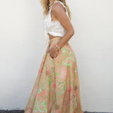 Xanadu Linen Skirt Blush Side View showcasing pockets