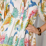 Yara Midi Dress Studio Boheme featuring colourful boho pattern with contrasting trim
