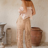 Zahlie Harem Pants Nude Lace - rear view showcasing harem style and tapered cuff
