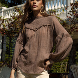 Zimmie Peasant Blouse - Chocolate