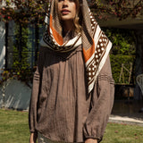Zimmie Peasant Blouse Chocolate - long sleeve peasant style blouse in brown colourway