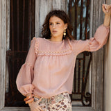 Zimmie Peasant Blouse - Peach