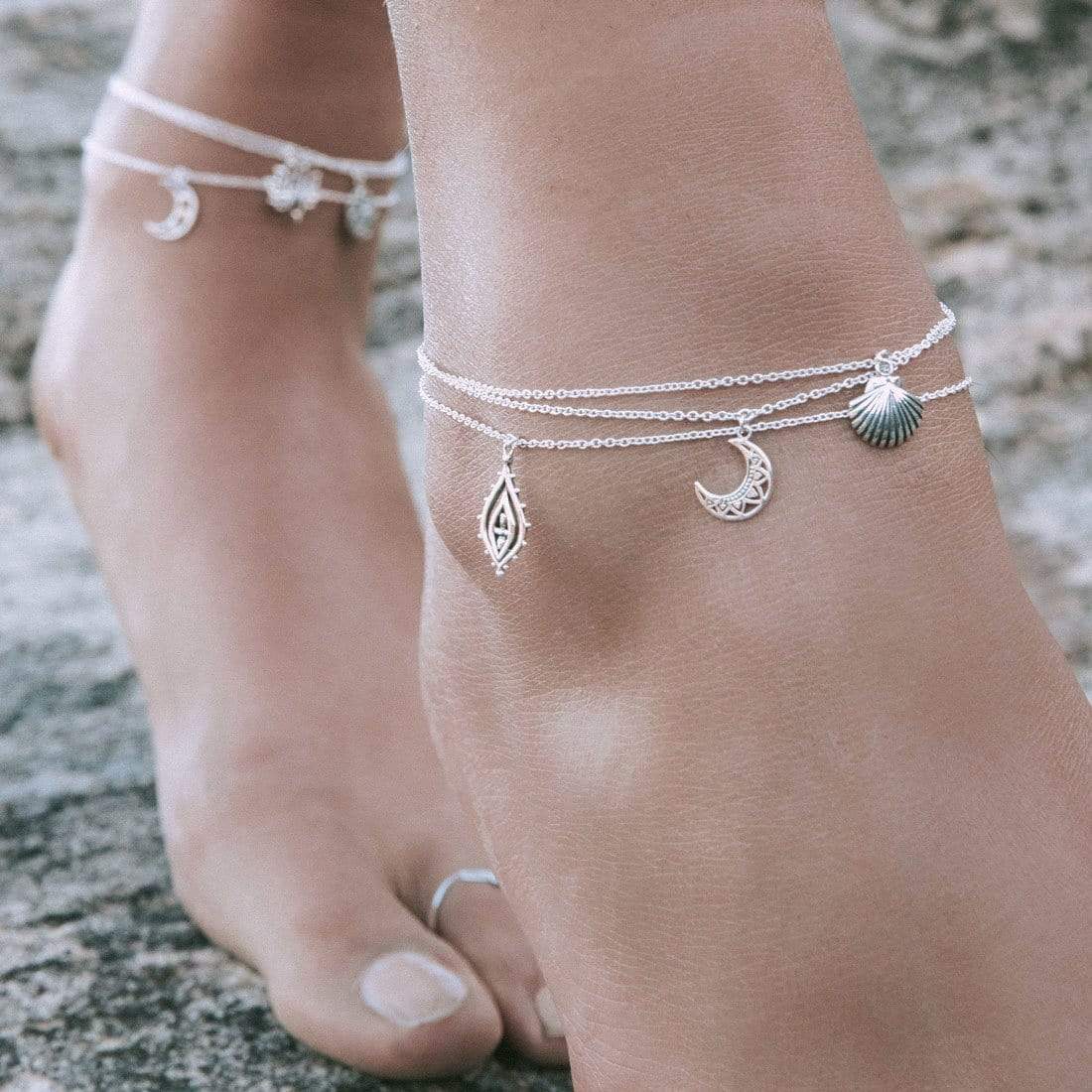 A107 - Mandala Teardrops Anklet