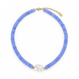 Periwinkle Beaded & Freshwater Pearl Necklace