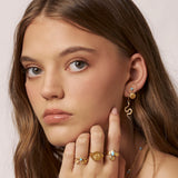 Seashell Azure Opal Studs Gold