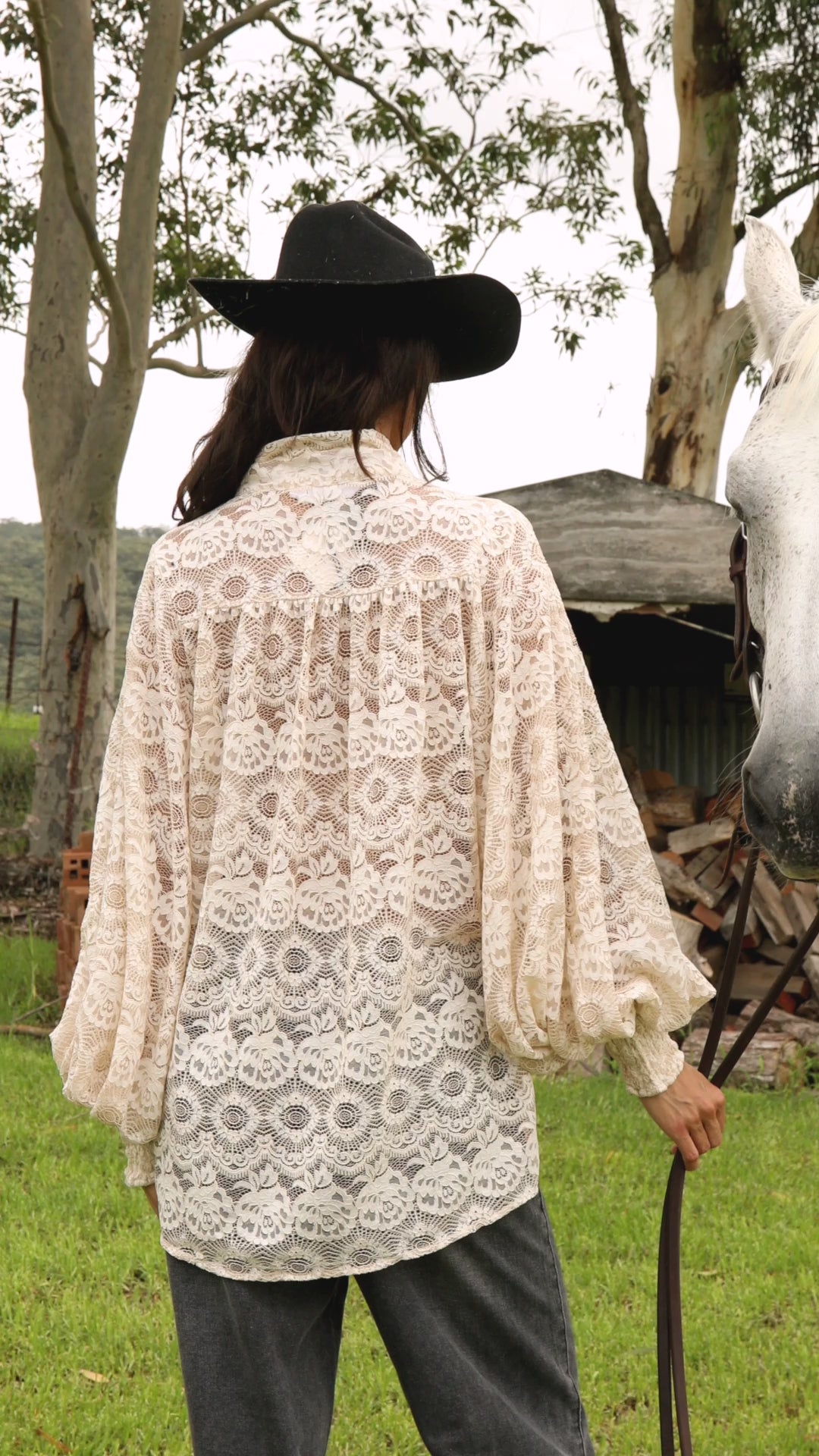 Margot Lace Blouse Macadamia