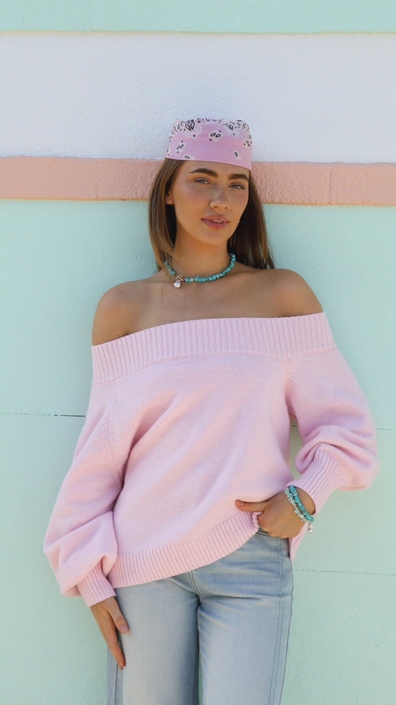 Leilani Off Shoulder Knit Candy Pink