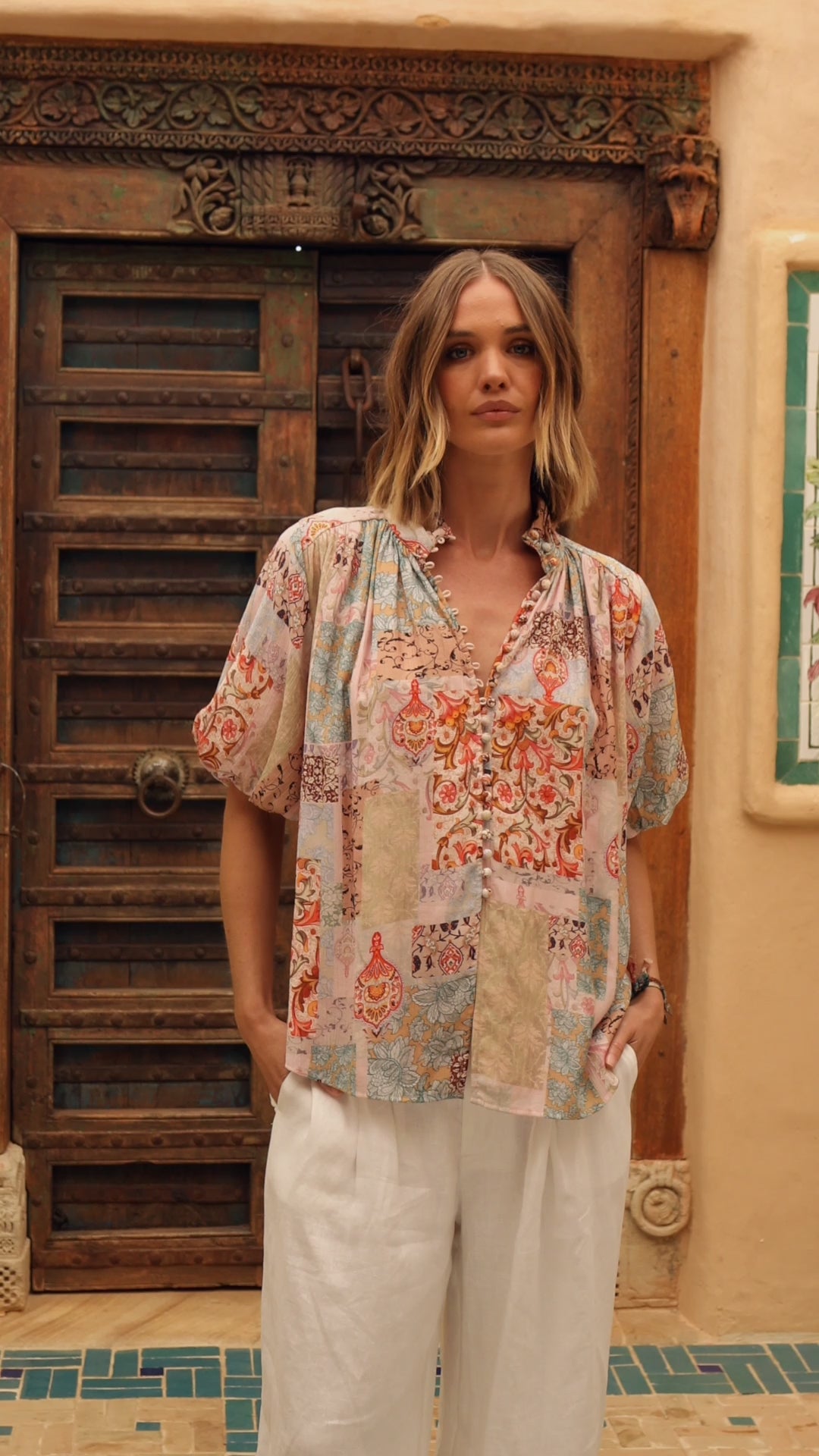 Laura Blouse - Apricot Patchwork PRE ORDER