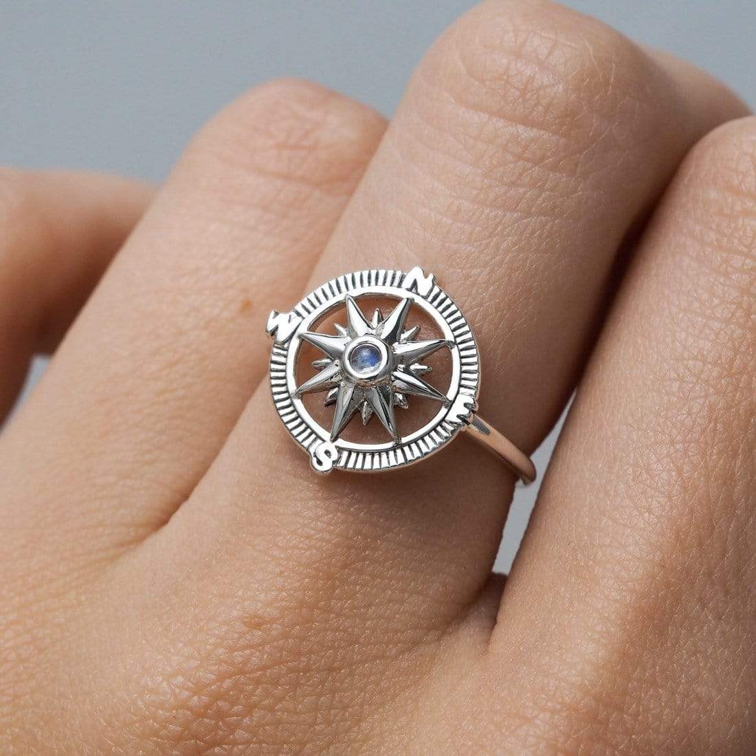 Guiding Light Compass Moonstone Ring