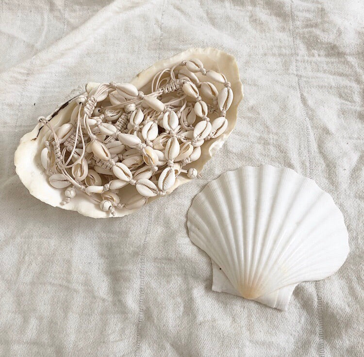 Siren bracelet crafted with cowrie shells