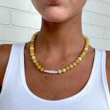 Golden Stone & Freshwater Pearl Necklace