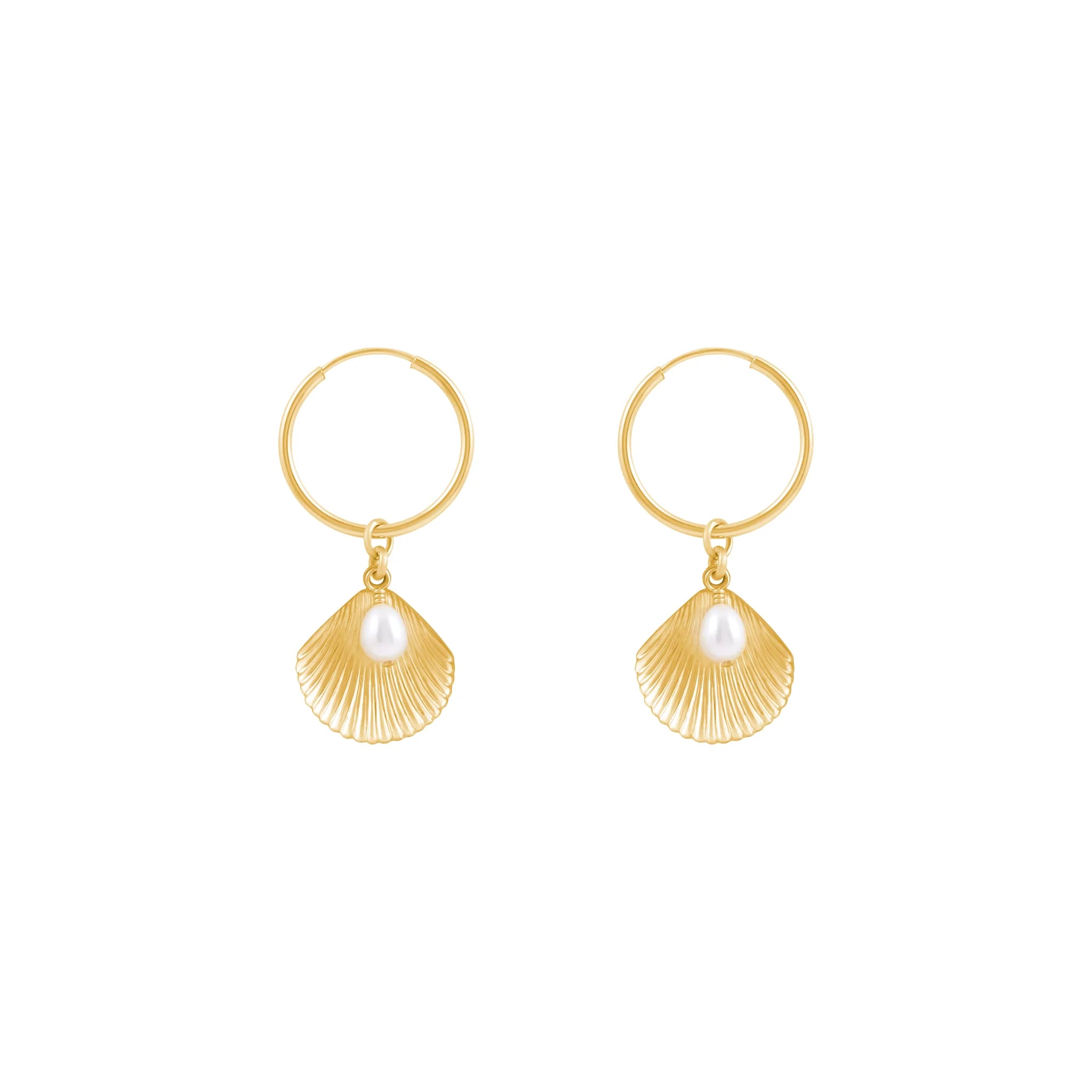 Ula Shell Hoop Earrings - Gold