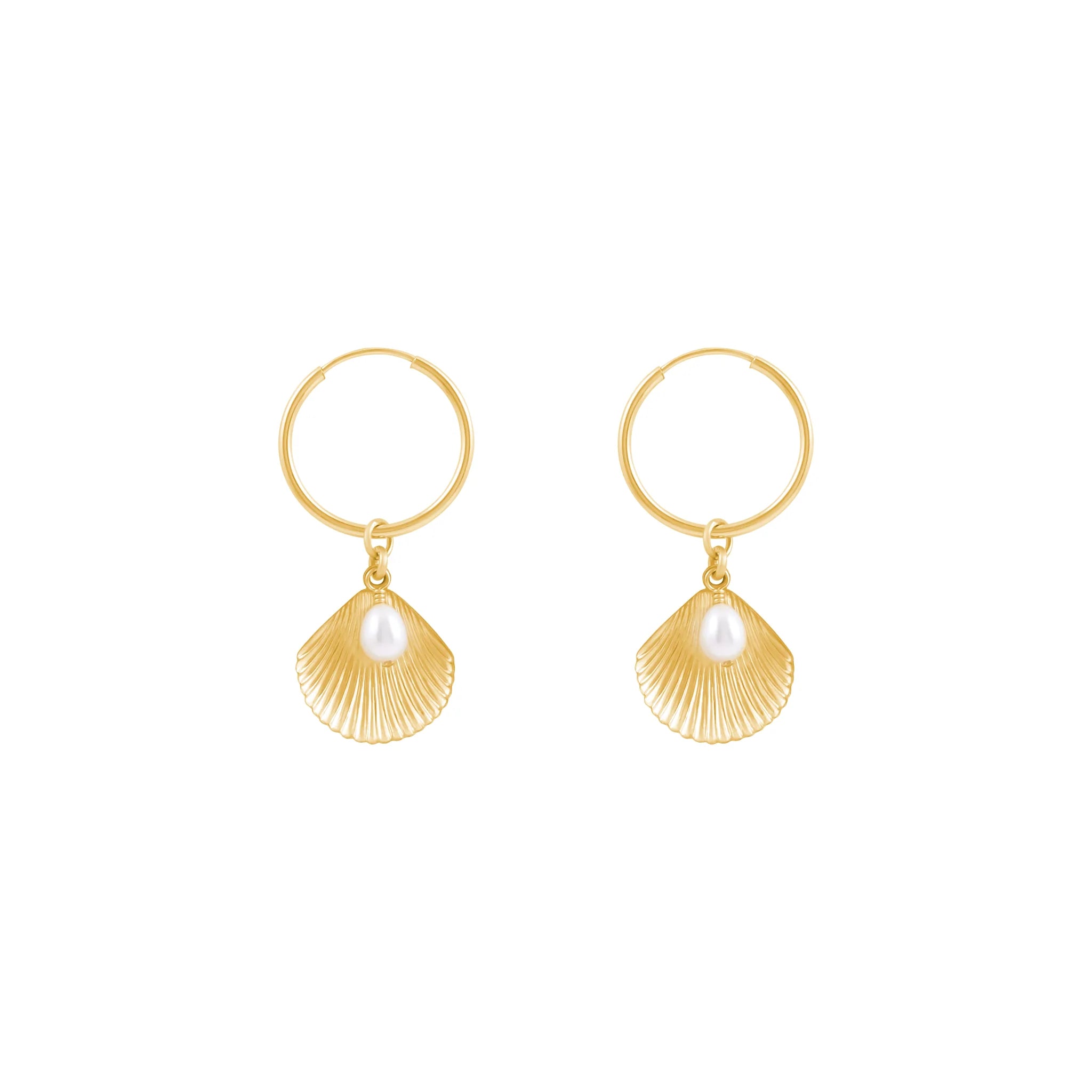 Ula Shell Hoop Earrings - Gold