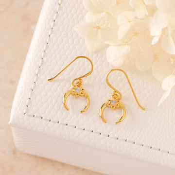 E166G - Moonflower Moonstone Earrings Gold