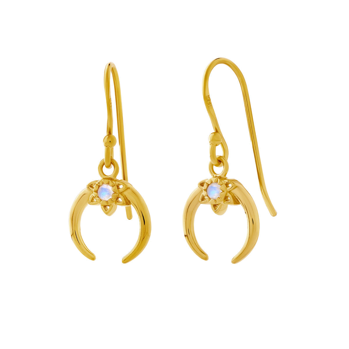 E166G - Moonflower Moonstone Earrings Gold