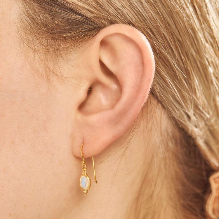 Gold Moon Song Moonstone Earrings