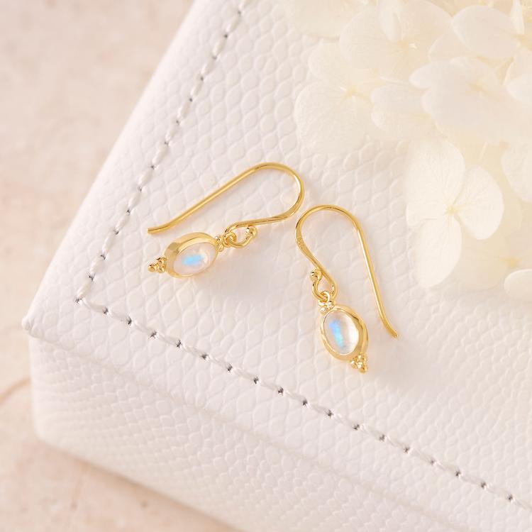 Gold Moon Song Moonstone Earrings