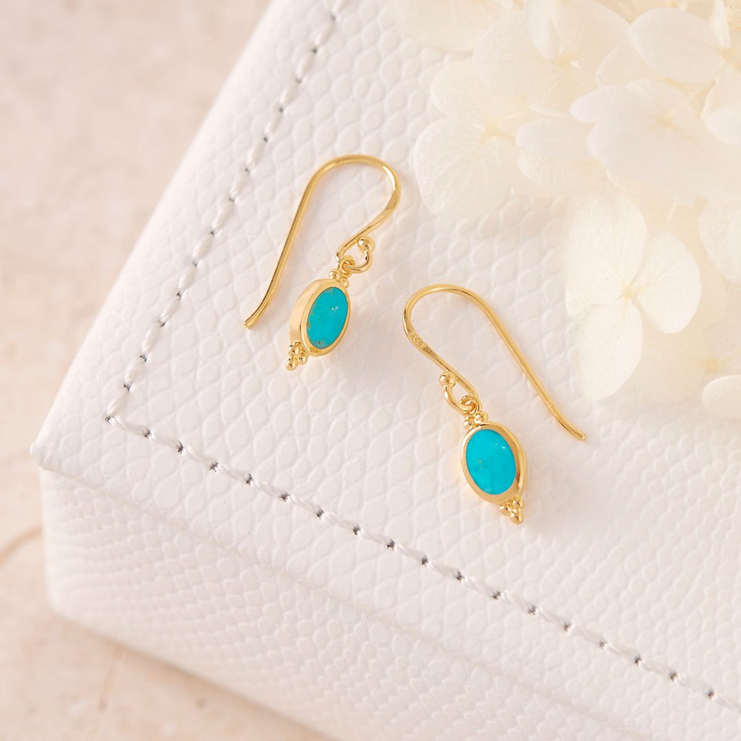 E280TQG - Gold Moon Song Turquoise Earrings