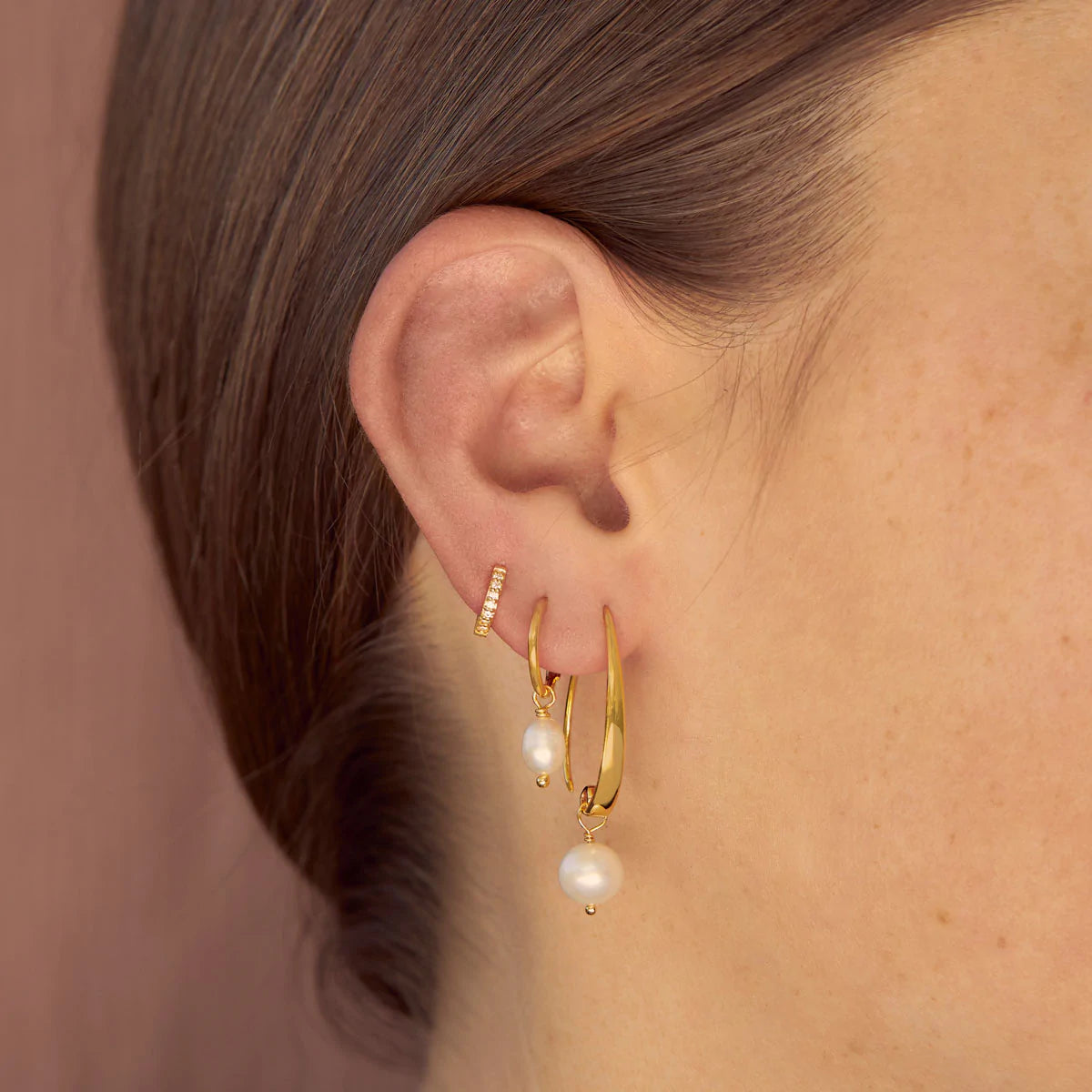 Midsummer Star Delicate Pearl Sleepers Gold