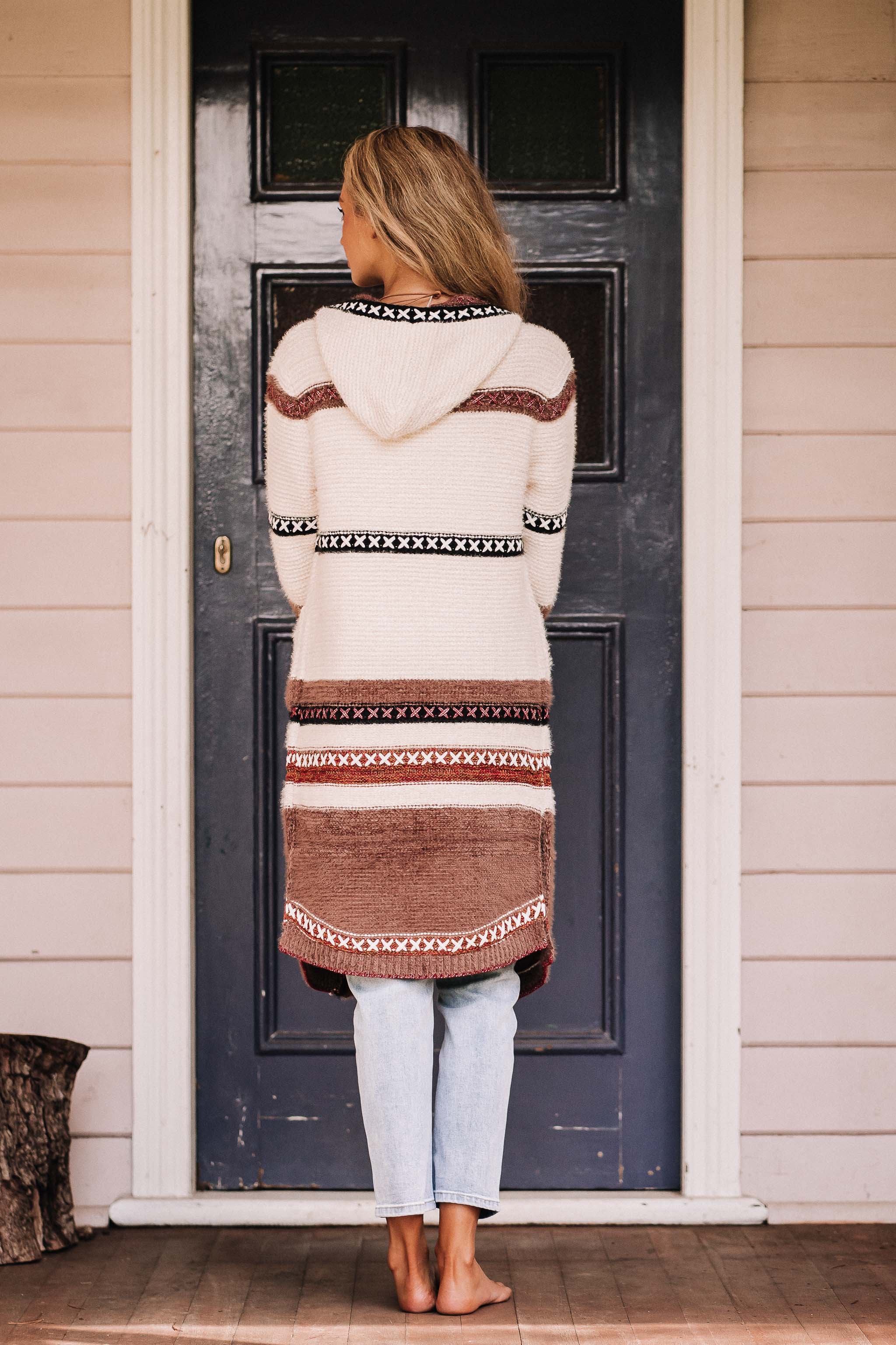 Pocahontas Hooded Cardigan - rear view.