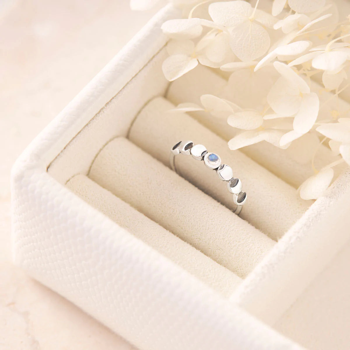 Midsummer Star Lunar Phases Moonstone Ring
