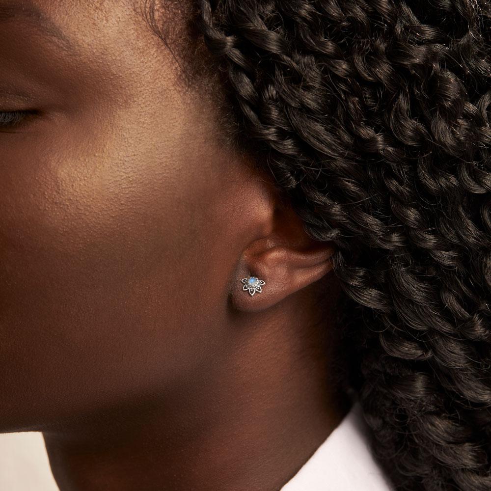 S102RM - Mandala Eclipse Moonstone Studs