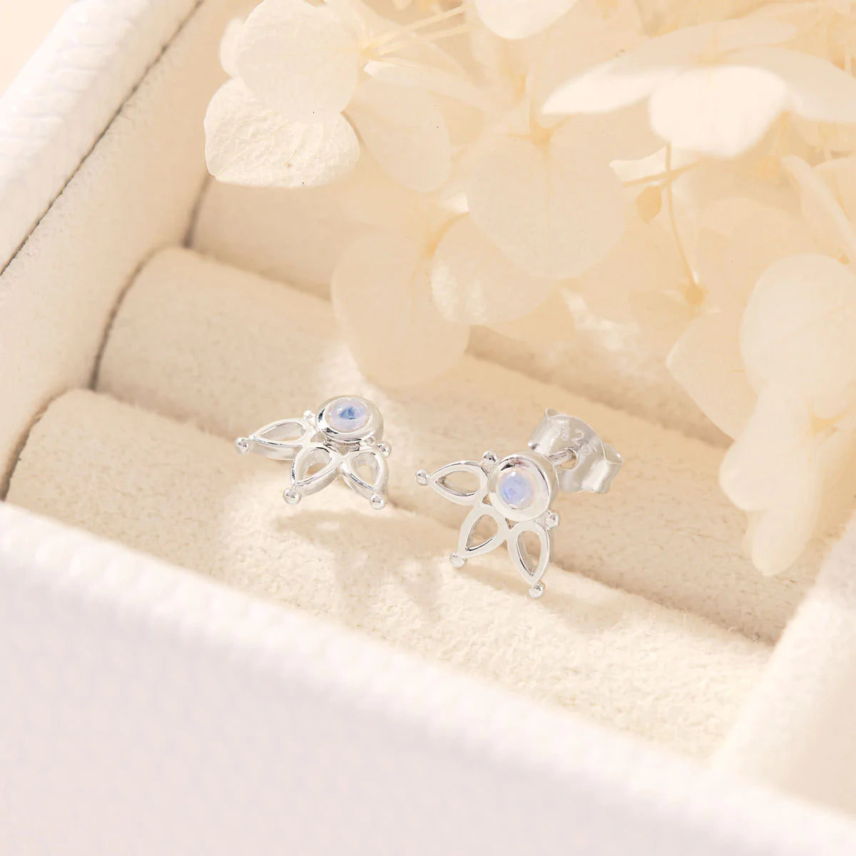 Midsummer Star Sacred Blossom Moonstone Studs