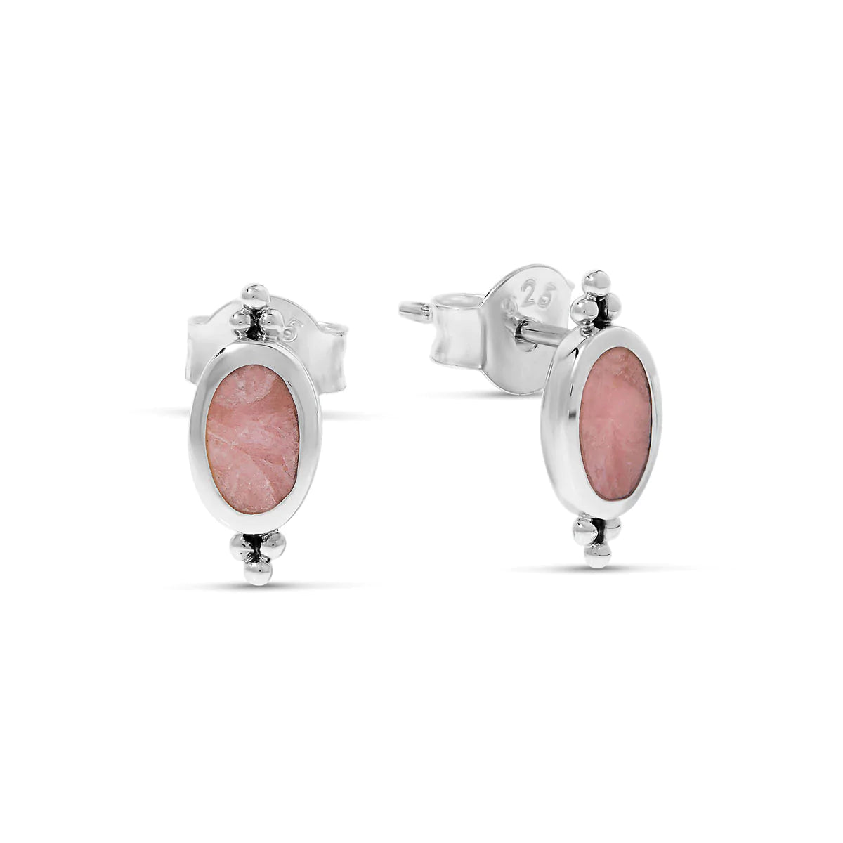 S365RH - Moon Song Rhodochrosite Studs