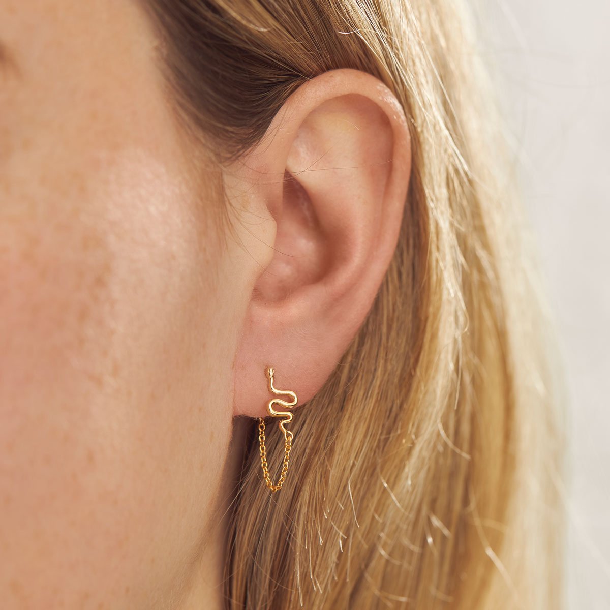 Midsummer Star Tree Snake Chain Studs Gold