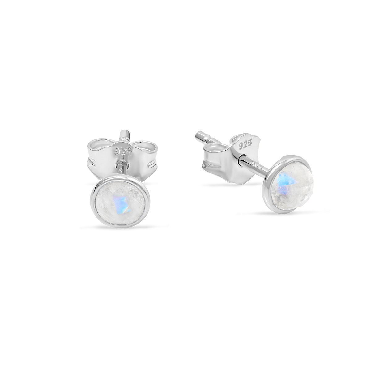 S630RM - Dainty Round Moonstone Studs