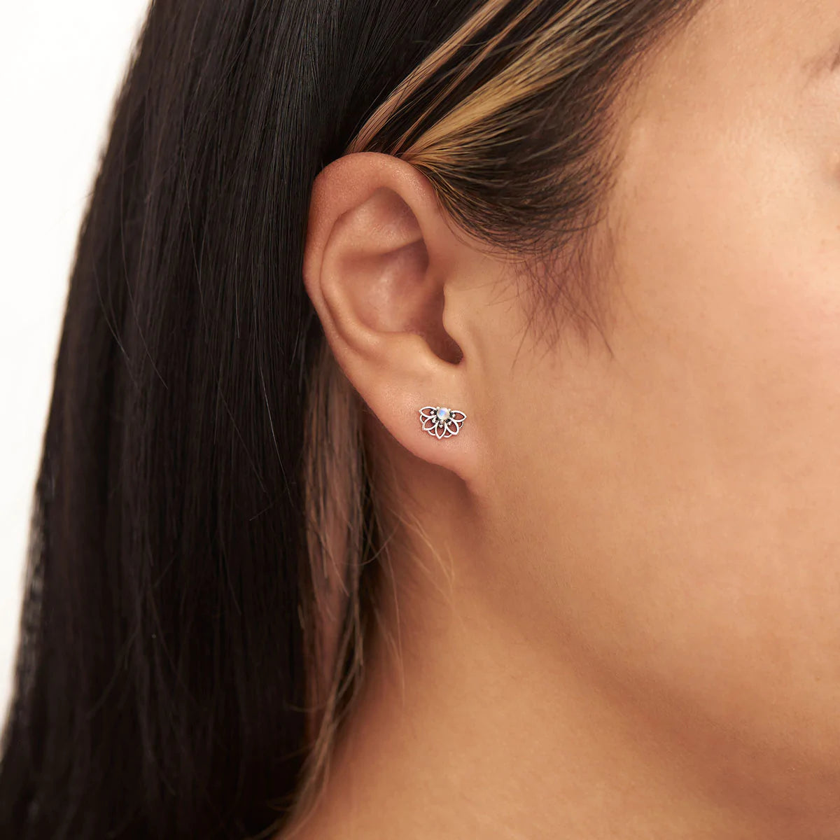S659RM - Sunflower Mandala Moonstone Studs