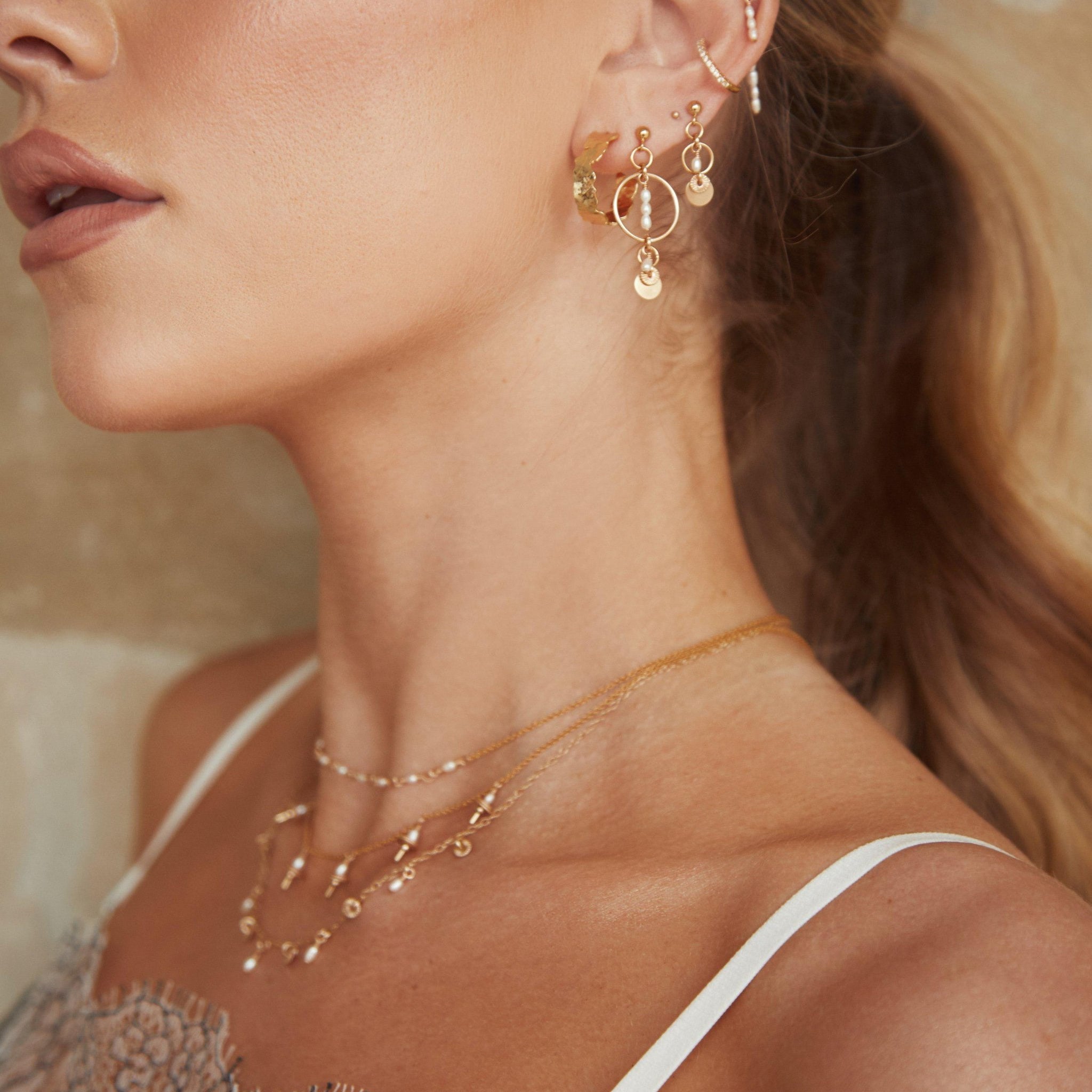 Elsa Freshwater Pearl Earrings - Gold