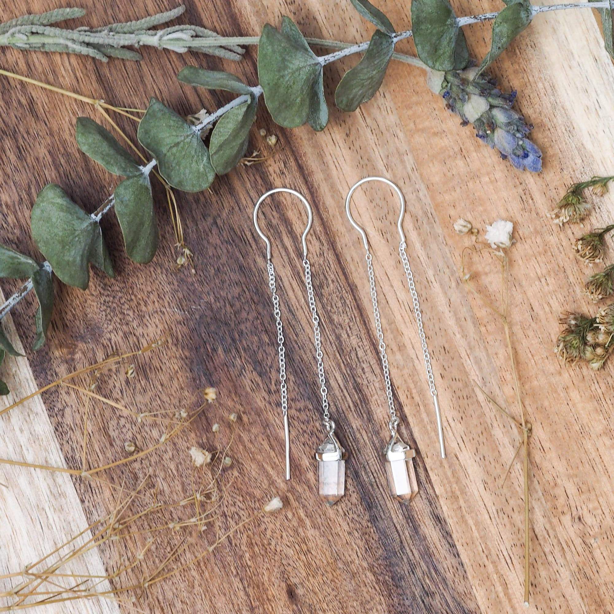 E344CQ - Starlight Crystal Clear Quartz Threader