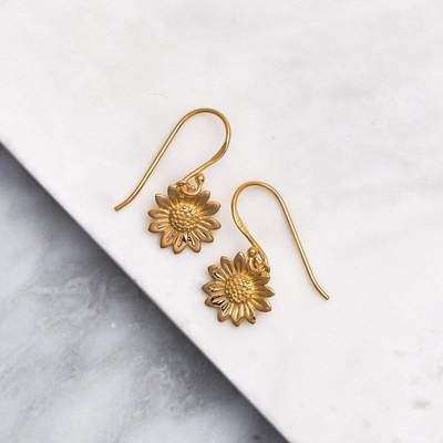 E566G - Gold Blossoming Sunflower Earrings