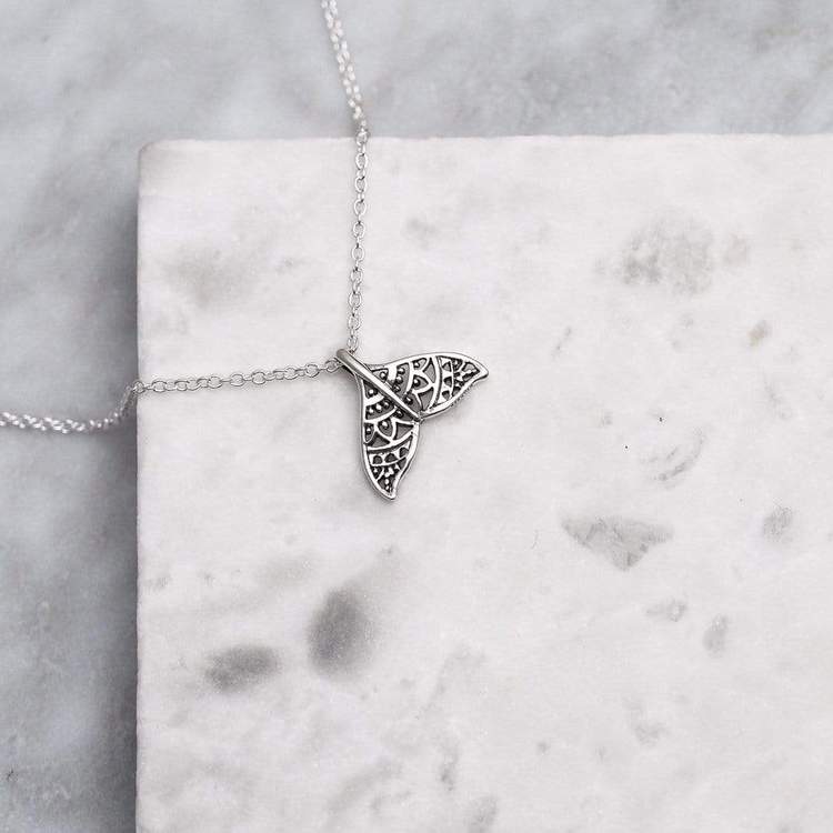 n419 - Dainty Mandala Dolphin Tail Necklace