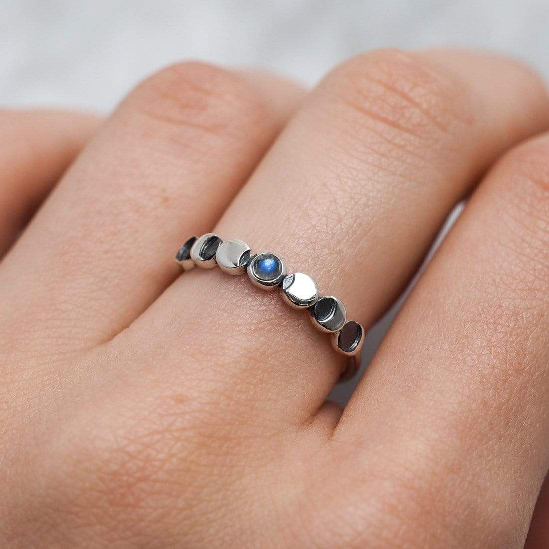 Midsummer Star Lunar Phases Moonstone Ring
