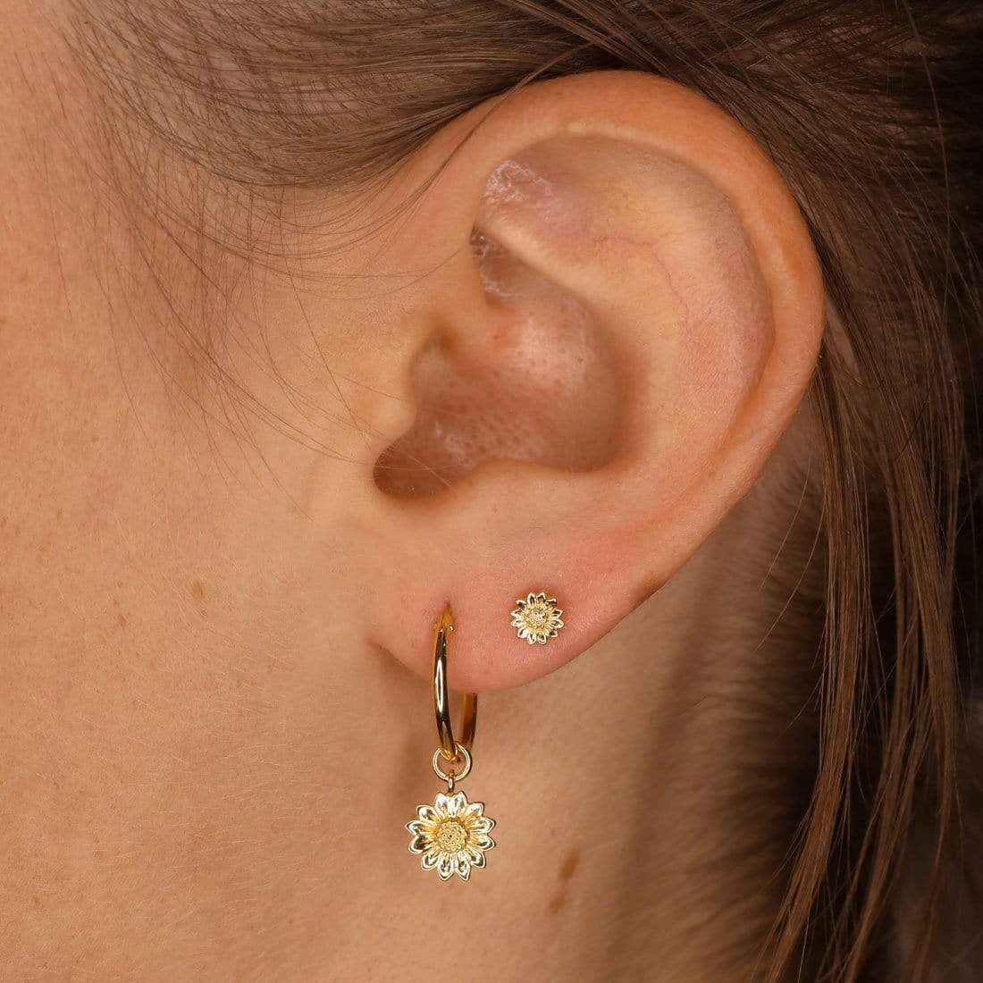 S531G - Gold Tiny Sunflower Studs